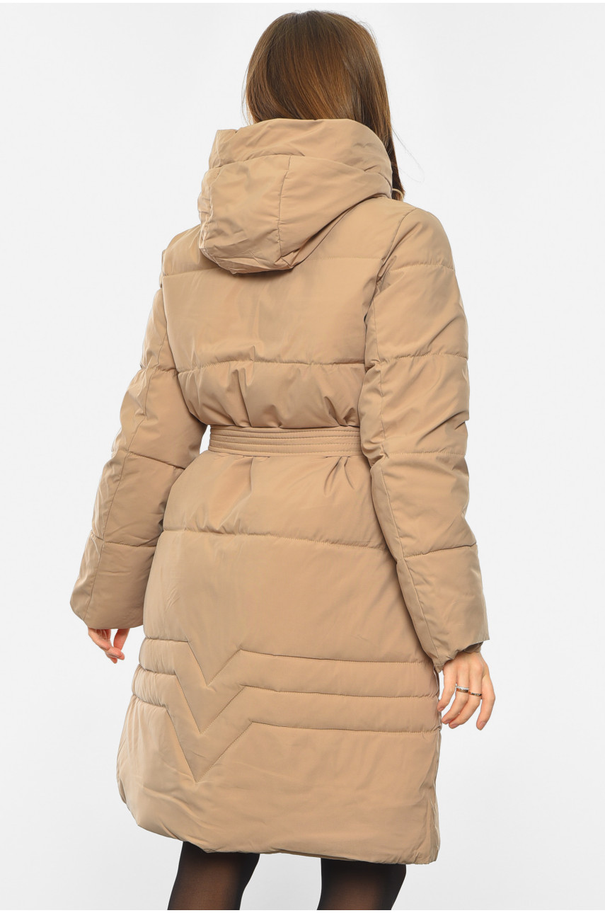 Жіноча куртка зимова бежевого кольору 8806 193421