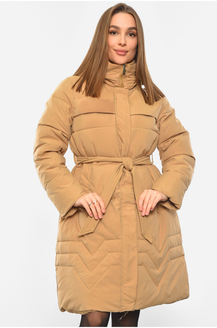 Куртка жіноча зимова темно-бежевого кольору 8806 193422
