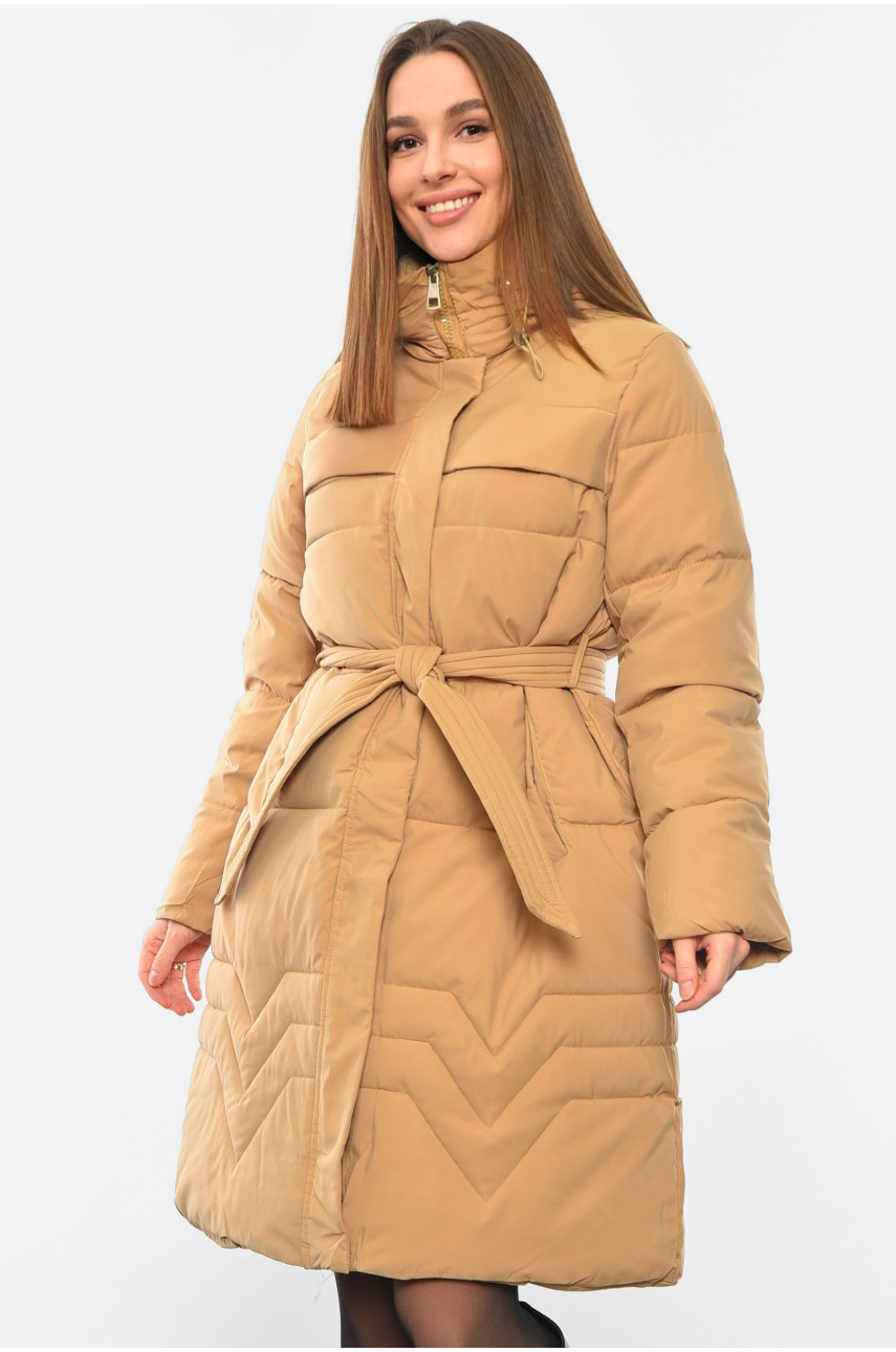 Куртка жіноча зимова темно-бежевого кольору 8806 193422