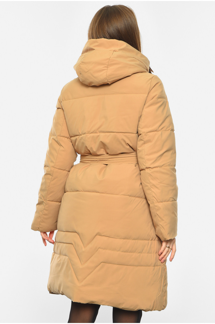 Куртка жіноча зимова темно-бежевого кольору 8806 193422