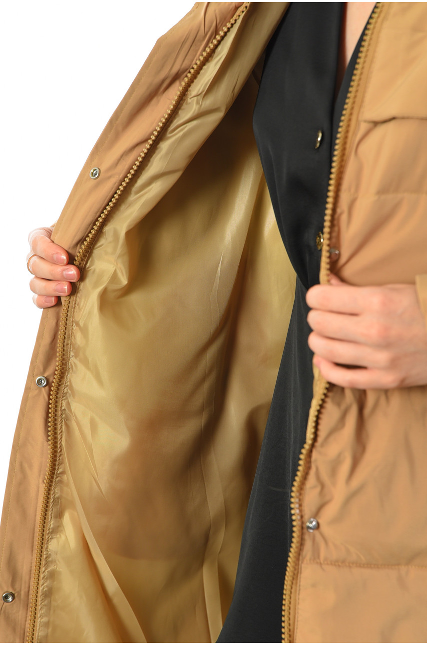 Куртка жіноча зимова темно-бежевого кольору 8806 193422