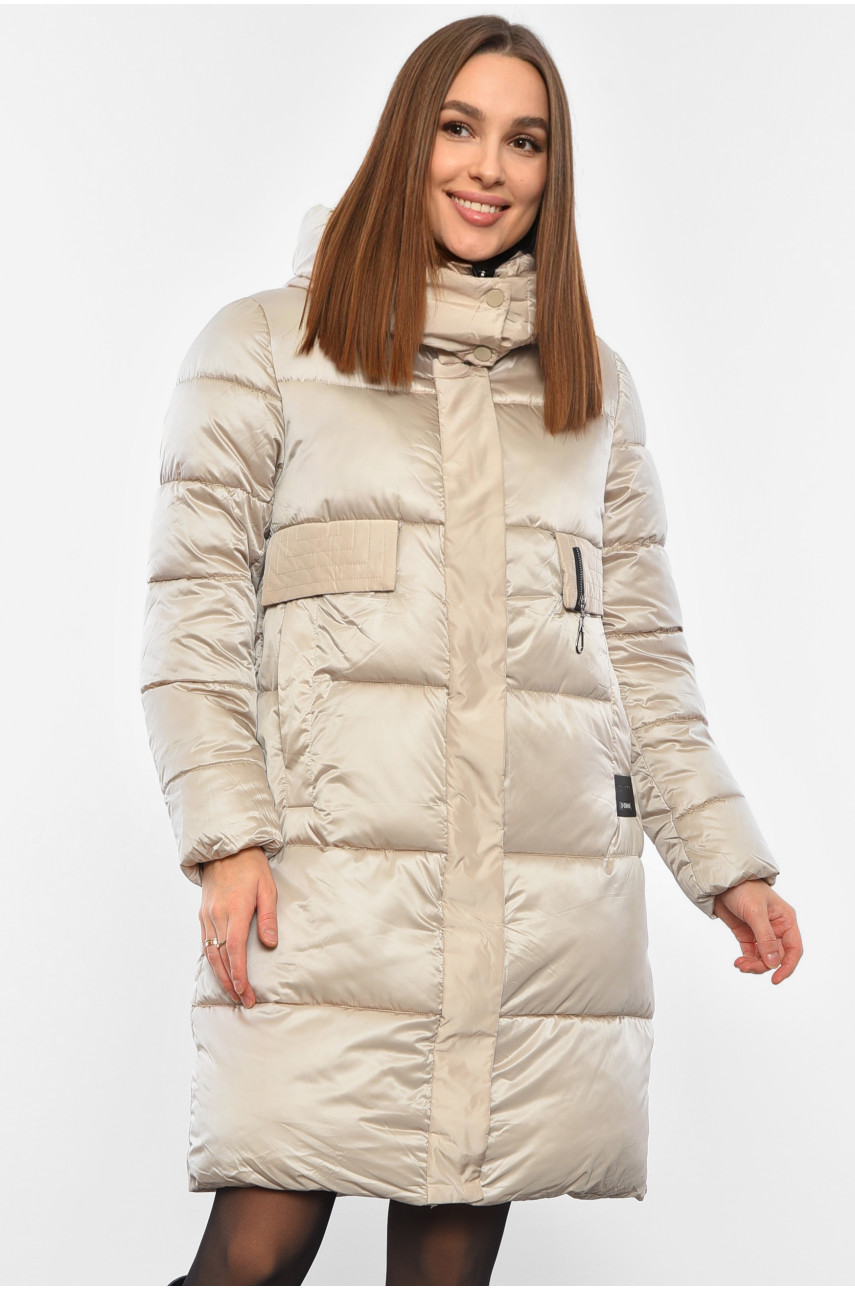 Куртка женский зимняя бежевого цвета 215 193433 Куртка женский зимняя бежевого цвета 215 193433
