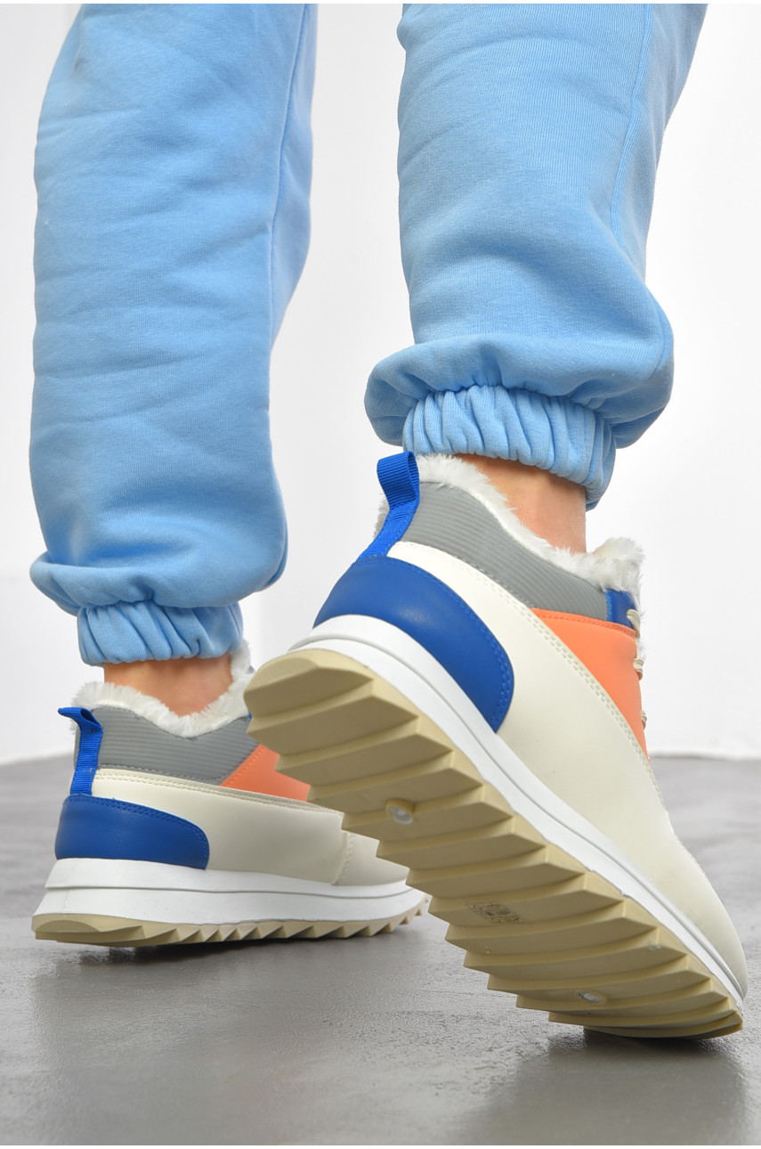 Кросівки жіночі біло-синього кольору на хутрі 2024-30-1 193442