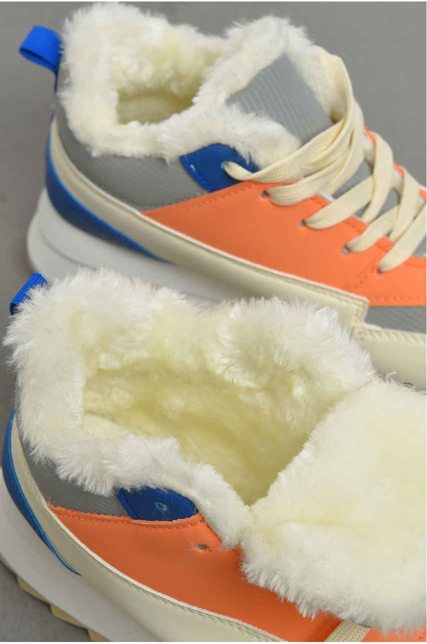 Кросівки жіночі біло-синього кольору на хутрі 2024-30-1 193442