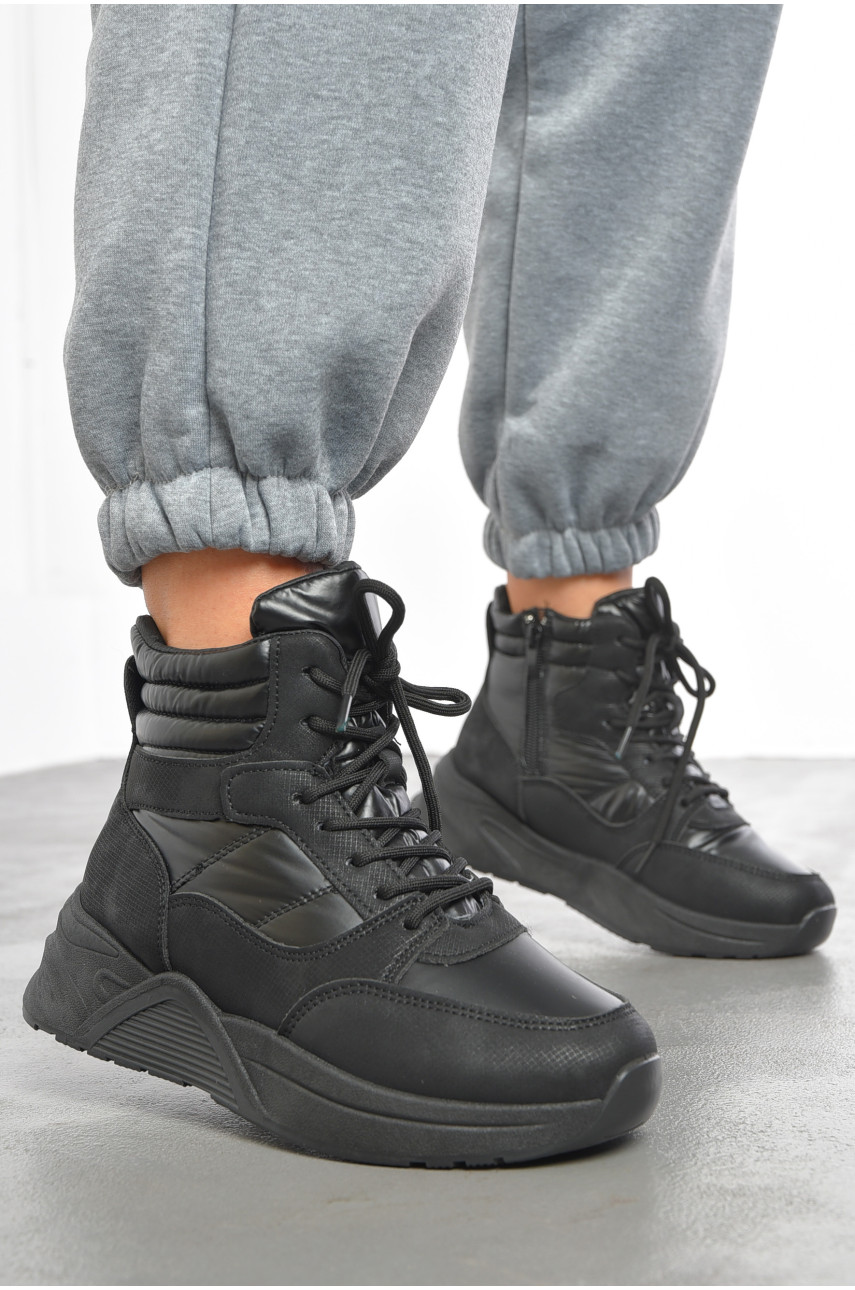 Кросівки жіночі чорного кольору на хутрі 288-69 193447