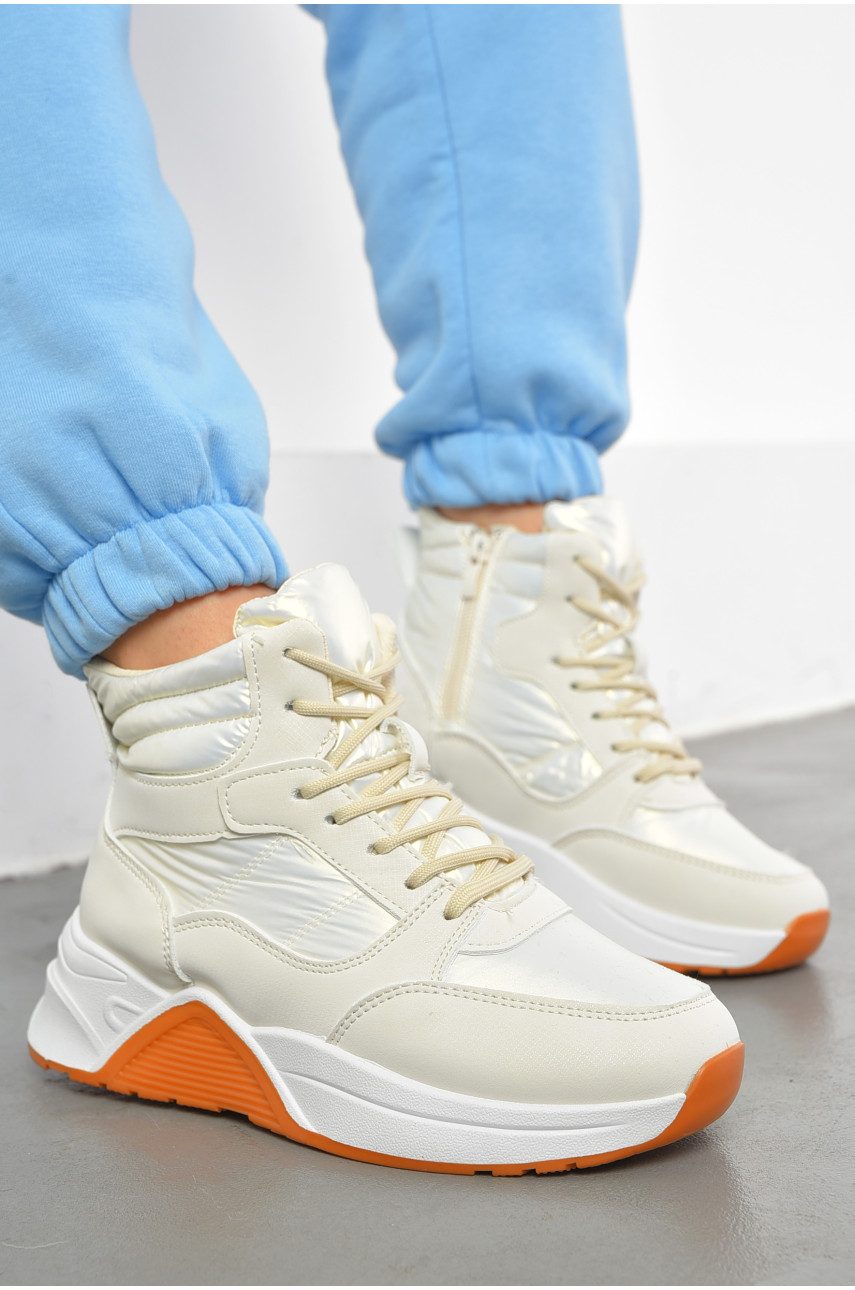 Кросівки жіночі бежевого кольору на хутрі 288-69 193449