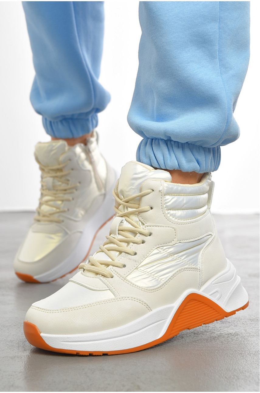 Кросівки жіночі бежевого кольору на хутрі 288-69 193449