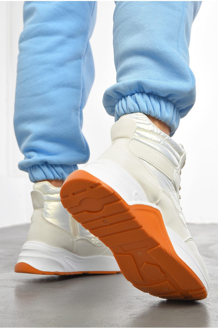 Кросівки жіночі бежевого кольору на хутрі 288-69 193449