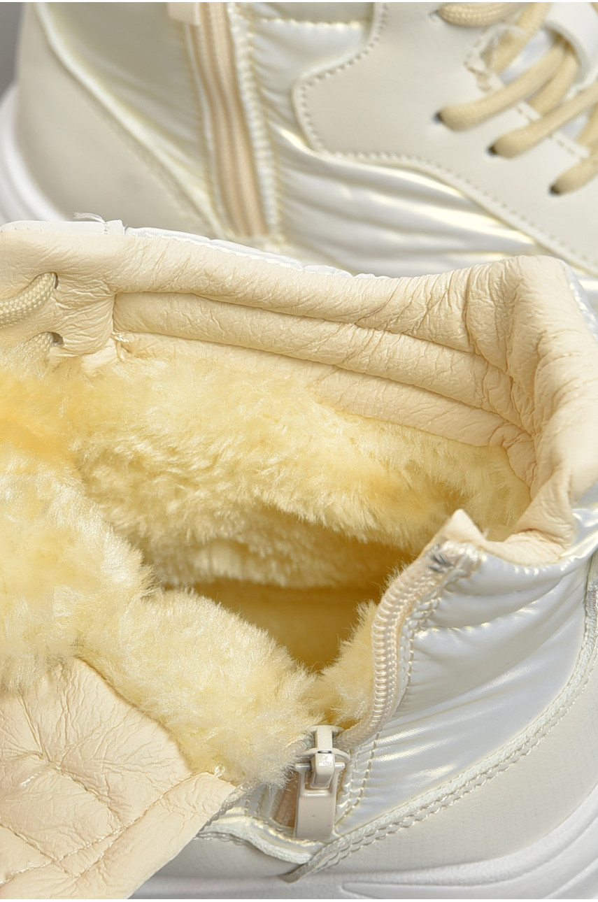 Кросівки жіночі бежевого кольору на хутрі 288-69 193449