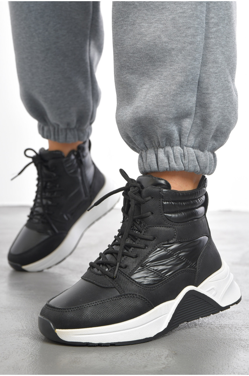 Кросівки жіночі чорного кольору на хутрі 1228 193450