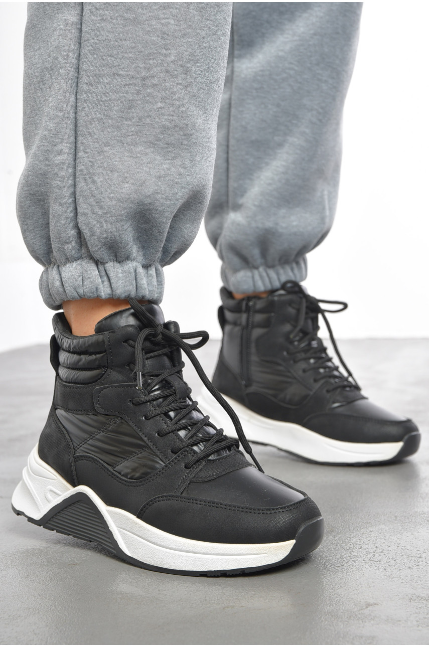 Кросівки жіночі чорного кольору на хутрі 1228 193450