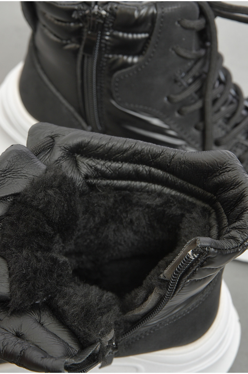 Кросівки жіночі чорного кольору на хутрі 1228 193450