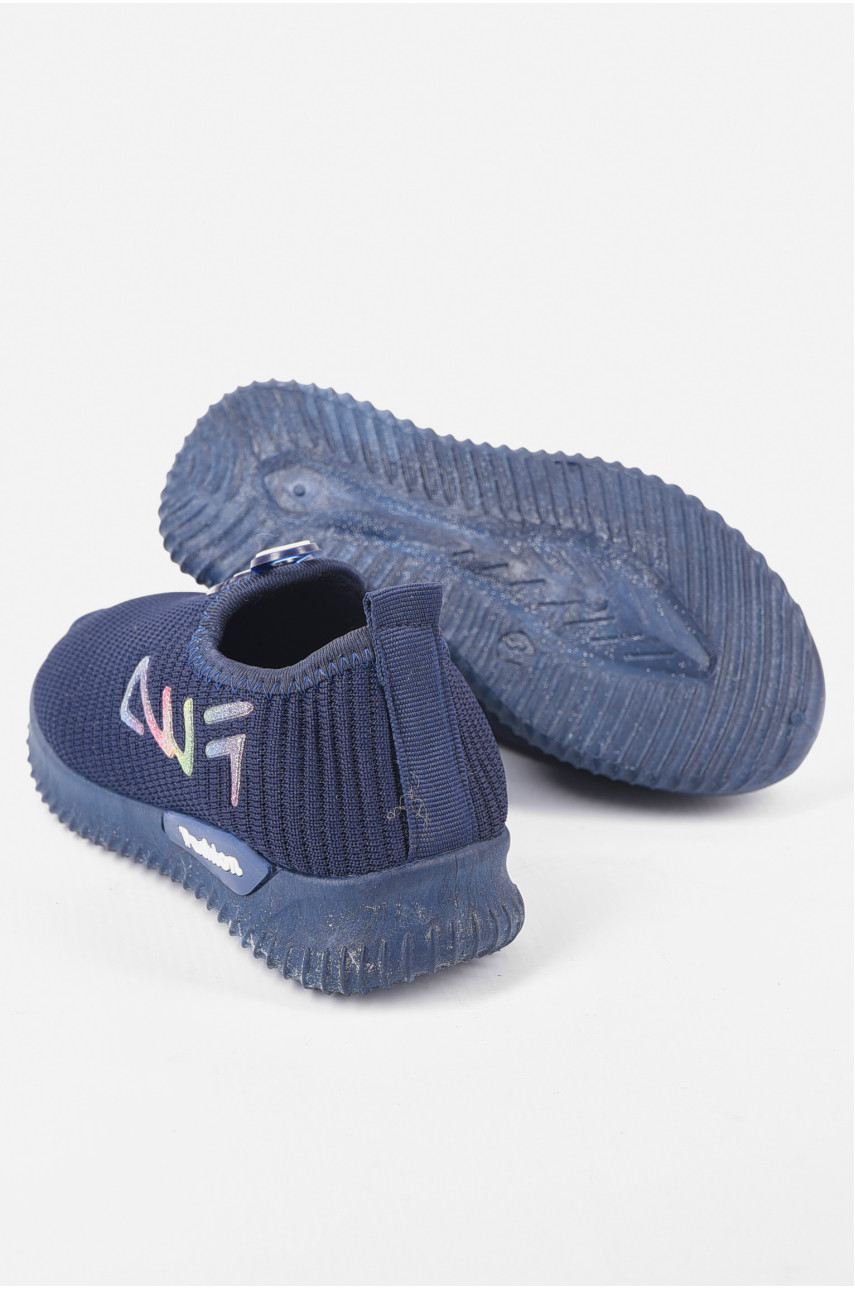 Мокасини дитячі темно-синього кольору текстиль без застібки 101-4 193459