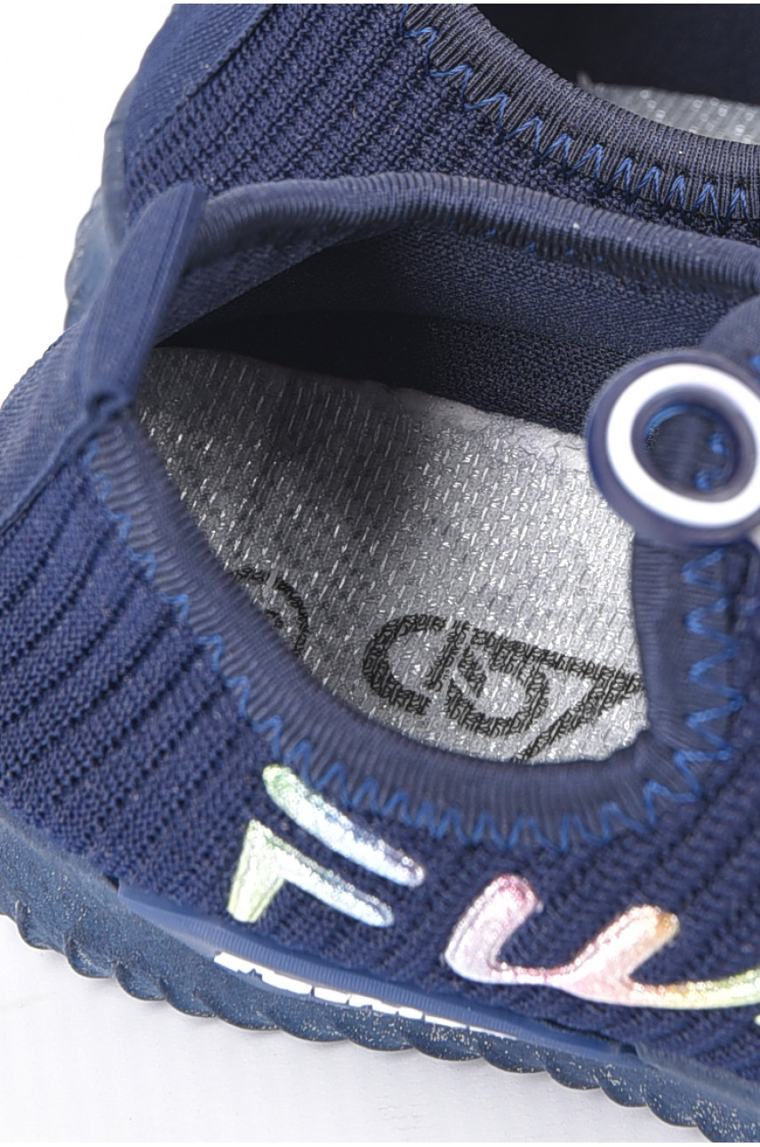 Мокасини дитячі темно-синього кольору текстиль без застібки 101-4 193459