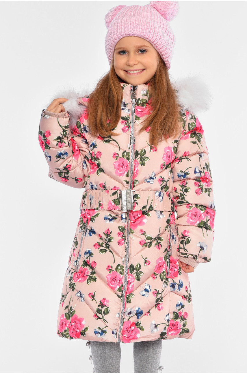 Куртка детская для девочки зимняя светло-бежевого цвета 519004-1 193464 Куртка детская для девочки зимняя светло-бежевого цвета 519004-1 193464