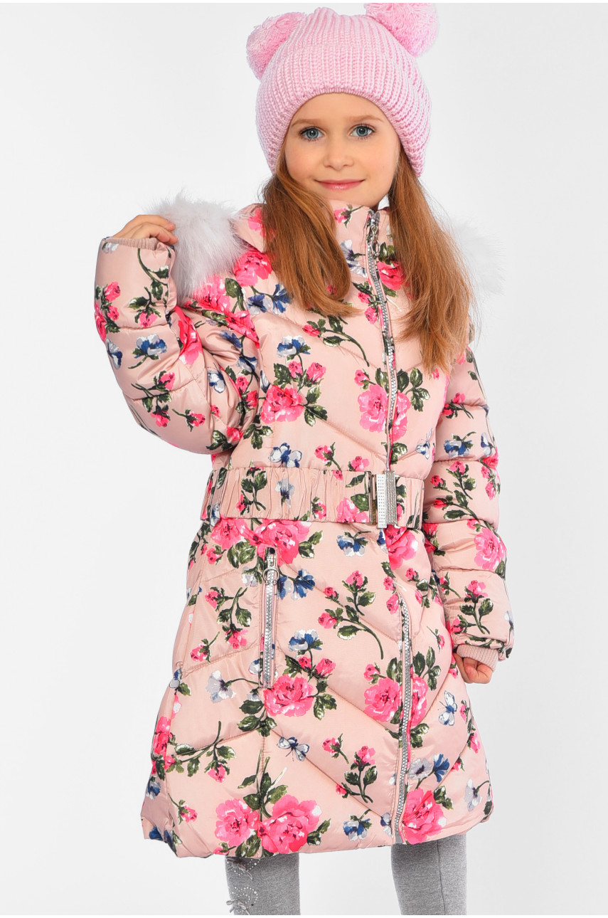 Куртка детская для девочки зимняя светло-бежевого цвета 519004-1 193464 Куртка детская для девочки зимняя светло-бежевого цвета 519004-1 193464