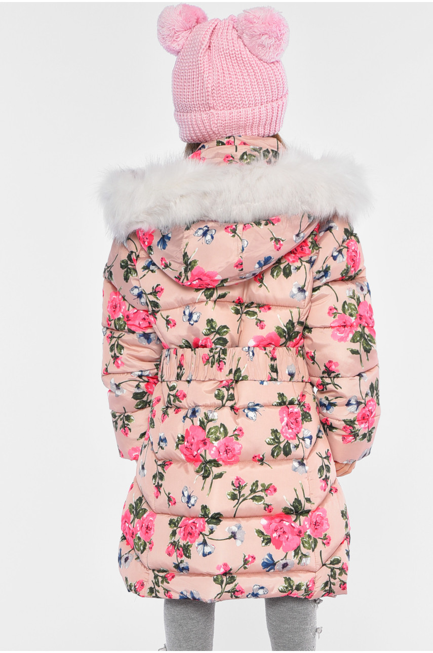 Куртка детская для девочки зимняя светло-бежевого цвета 519004-1 193464 Куртка детская для девочки зимняя светло-бежевого цвета 519004-1 193464