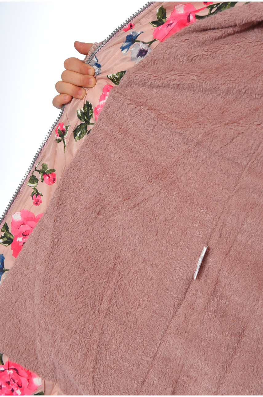 Куртка детская для девочки зимняя светло-бежевого цвета 519004-1 193464 Куртка детская для девочки зимняя светло-бежевого цвета 519004-1 193464