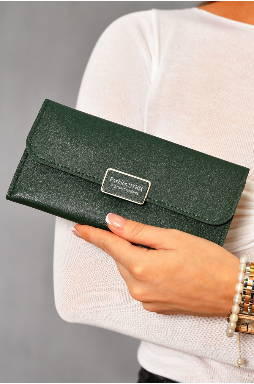 Кошелек женский из экокожи темно-зеленого цвета 2384 193467 Кошелек женский из экокожи темно-зеленого цвета 2384 193467