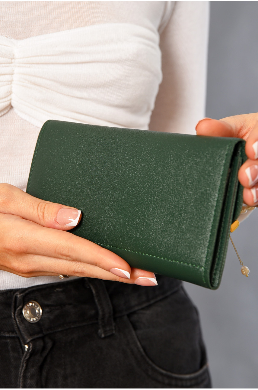 Кошелек женский из экокожи темно-зеленого цвета 2384 193467 Кошелек женский из экокожи темно-зеленого цвета 2384 193467