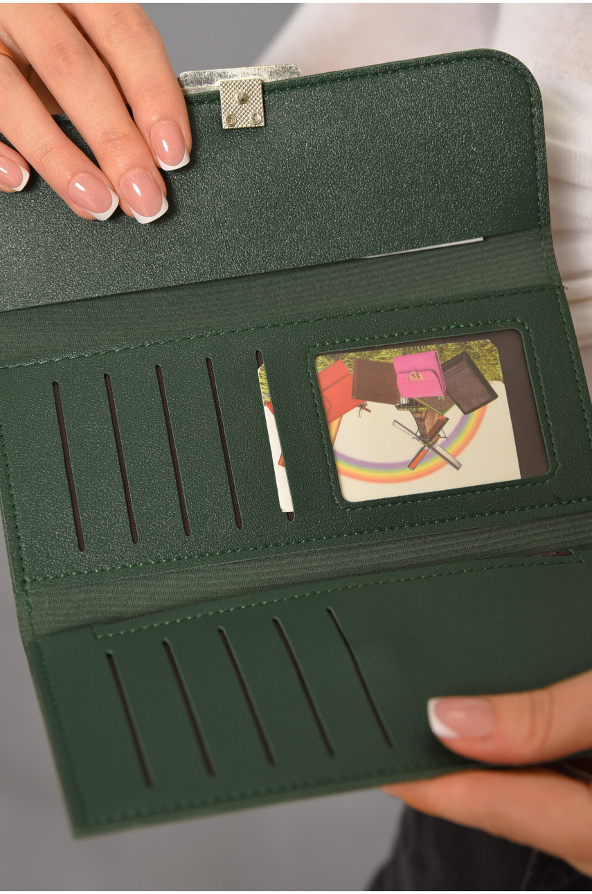 Кошелек женский из экокожи темно-зеленого цвета 2384 193467 Кошелек женский из экокожи темно-зеленого цвета 2384 193467