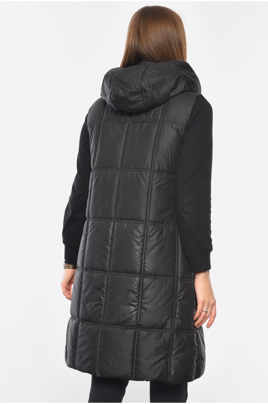 Жилетка женская удлиненная черного цвета 1165 193477