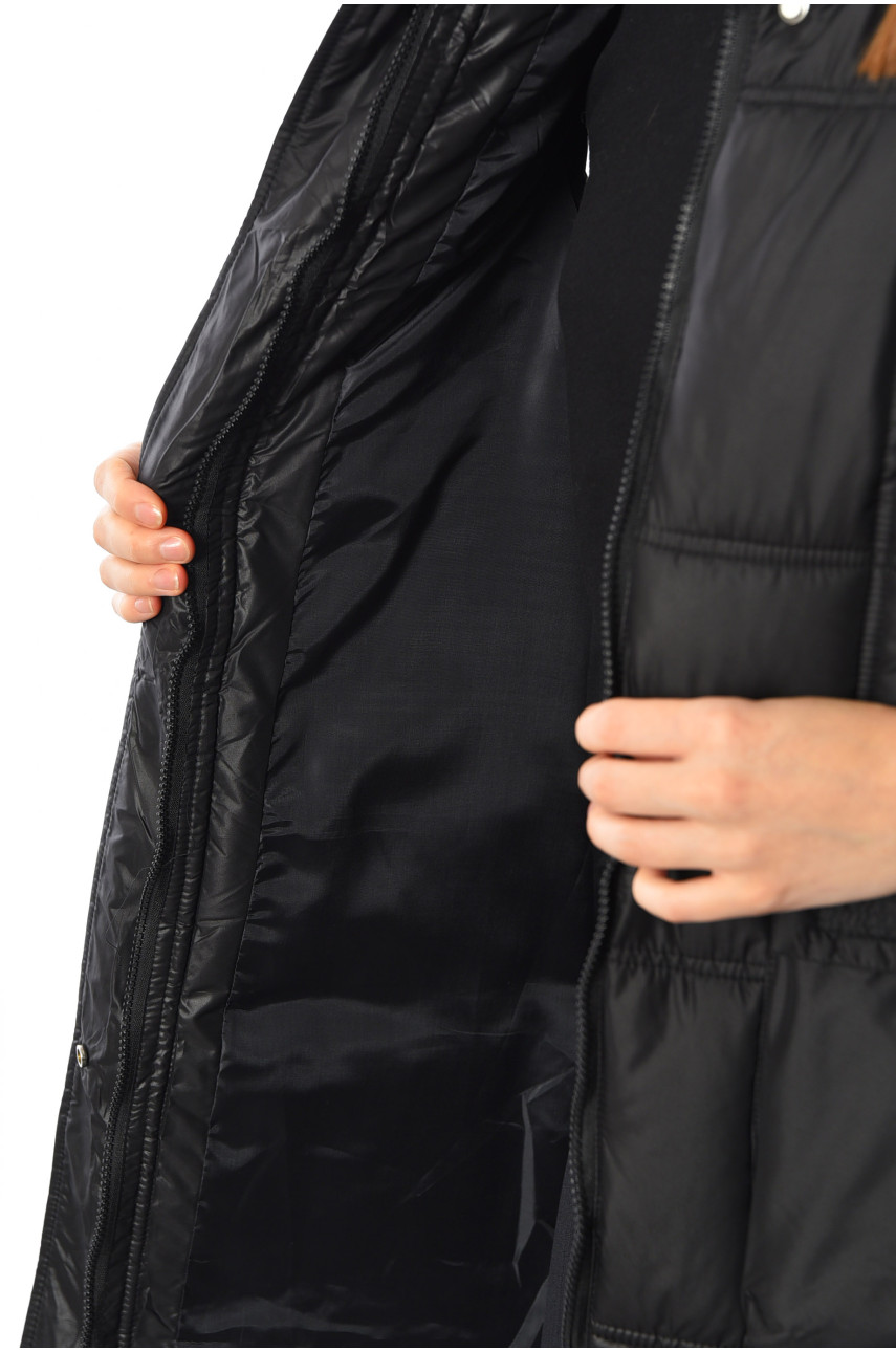 Жилетка женская удлиненная черного цвета 1165 193477