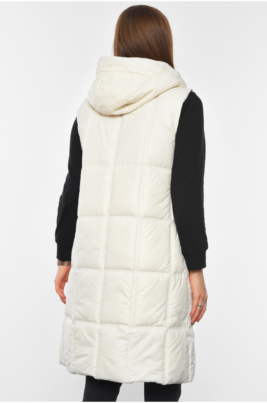 Жилетка женская удлиненная молочного цвета 1165 193481