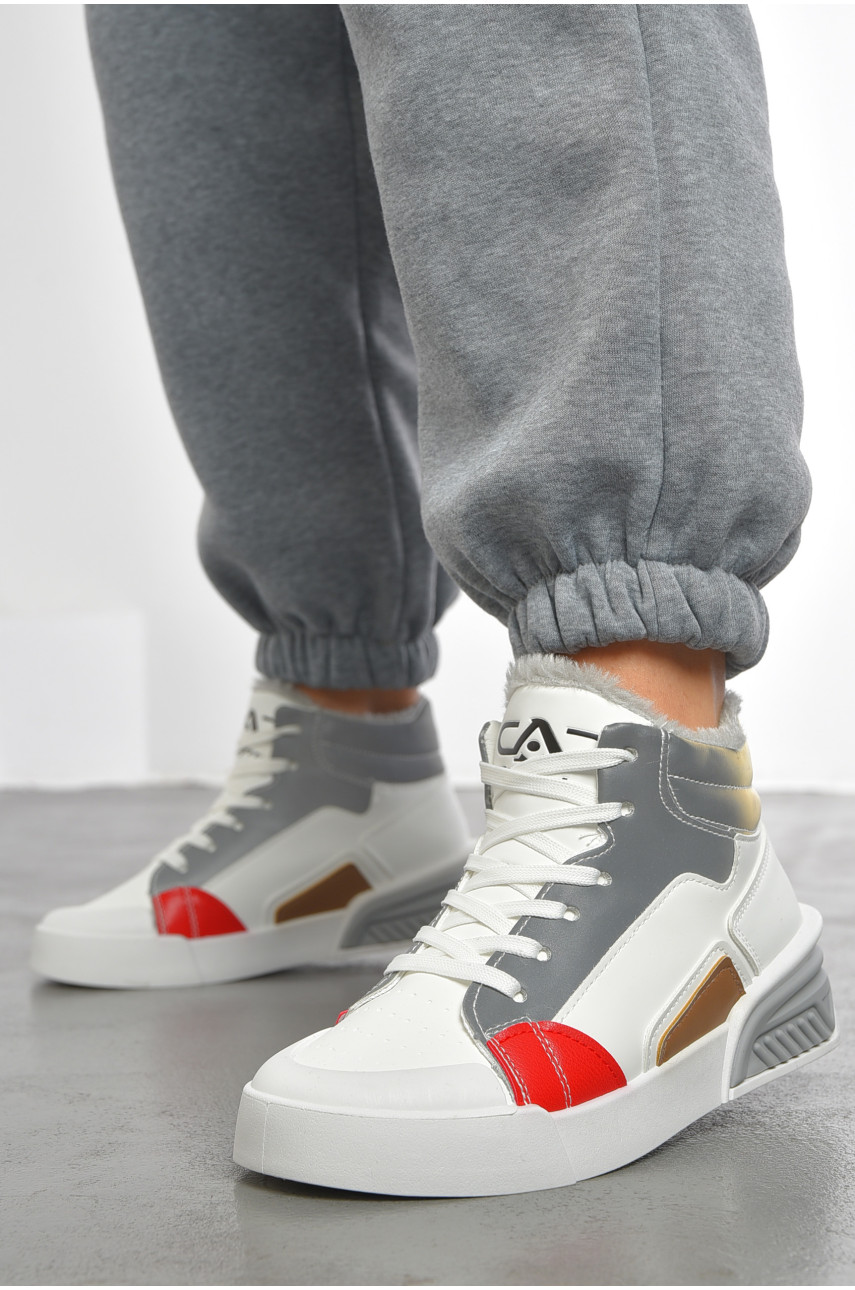 Кеди жіночі білогокольору на хутрі а6608-5 193495