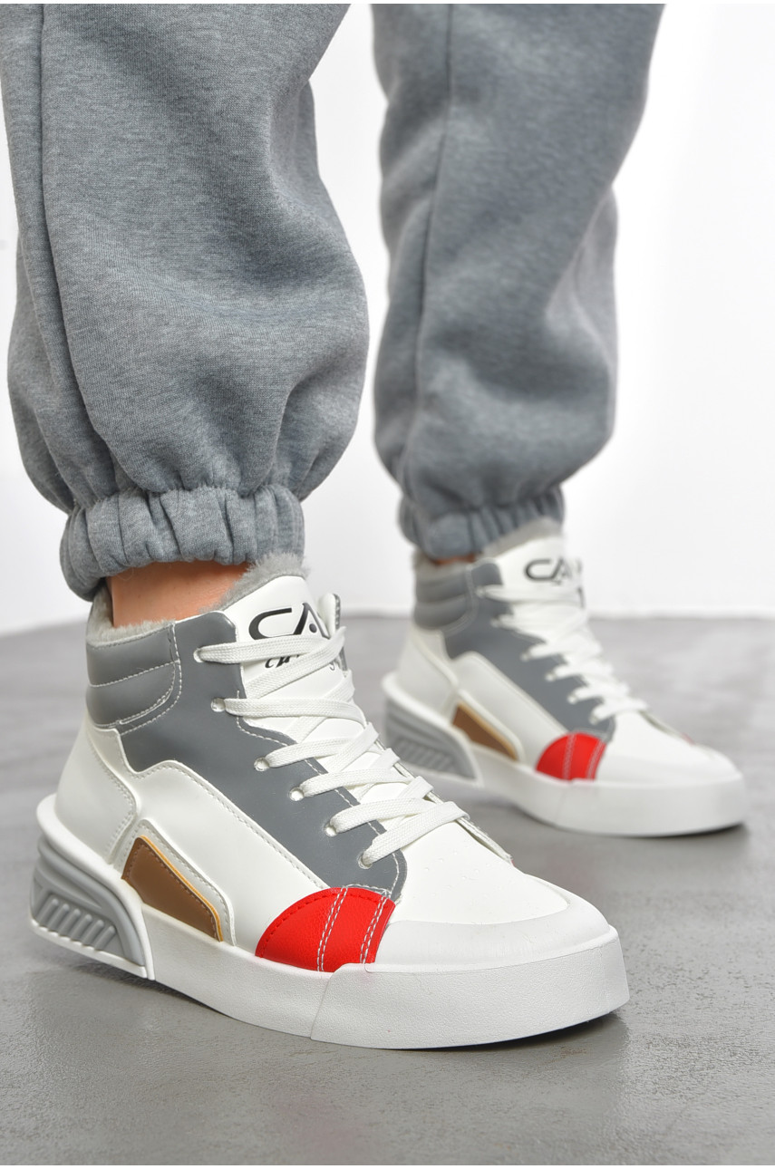 Кеди жіночі білогокольору на хутрі а6608-5 193495