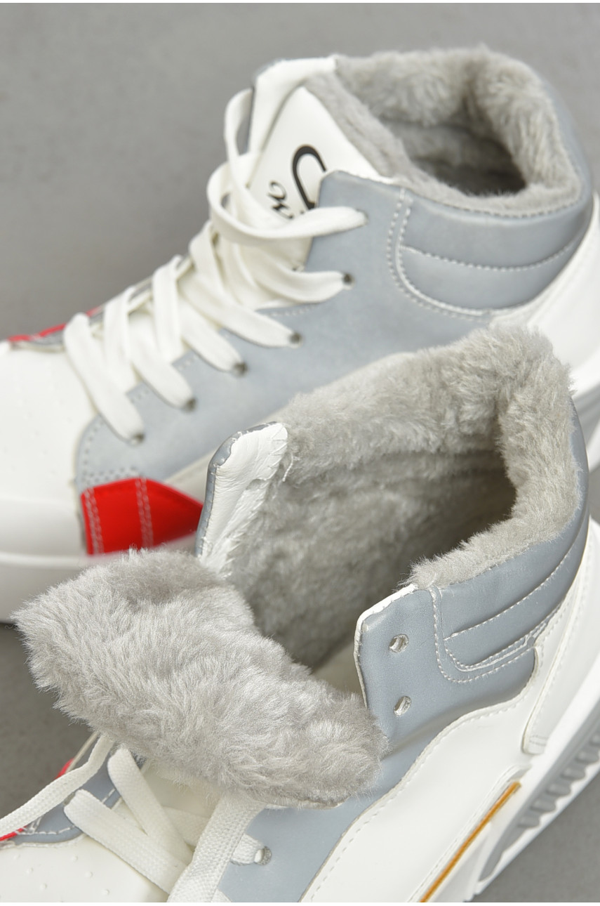 Кеди жіночі білогокольору на хутрі а6608-5 193495