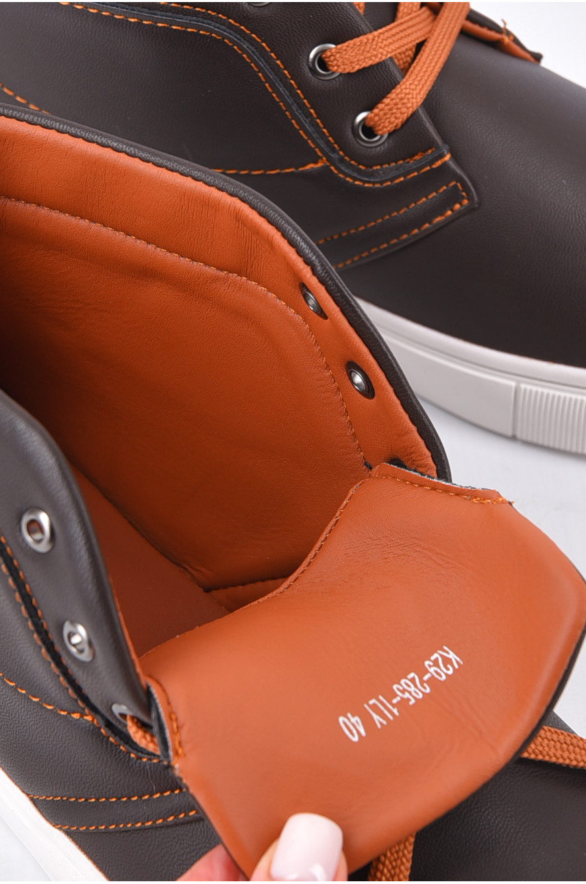 Черевики чоловічі демісезонні коричневого кольору СУВ13 193499