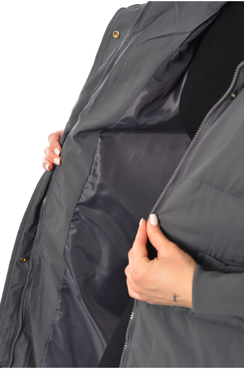 Куртка жіноча зимова темно-сірого кольору 6809 193512