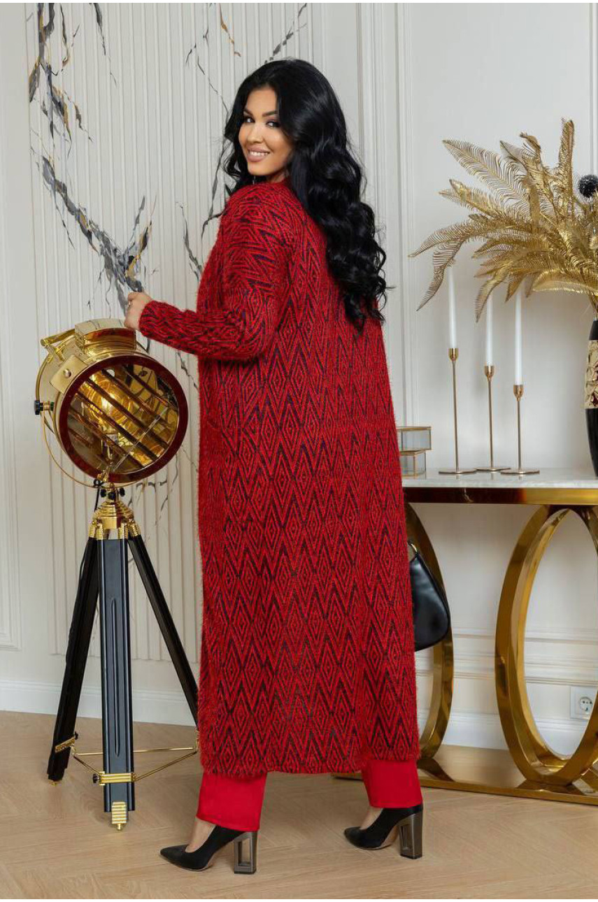 Кардиган женский красного цвета 7636 193522