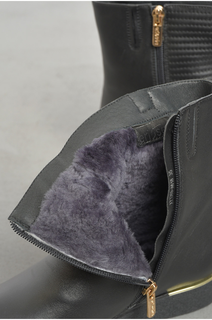 Полусапоги женские зимние черного цвета на меху 5057 193523