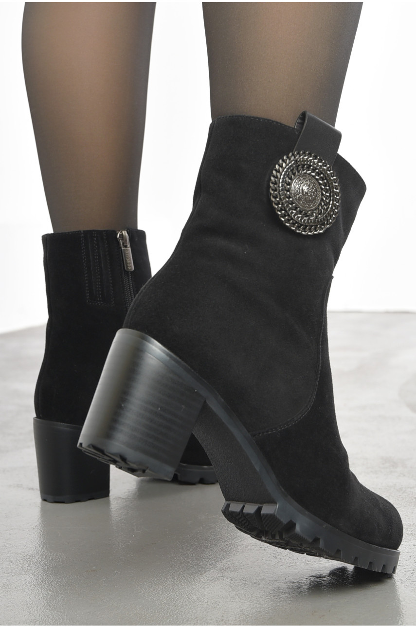 Полусапоги женские зимние черного цвета на меху 5141 193524