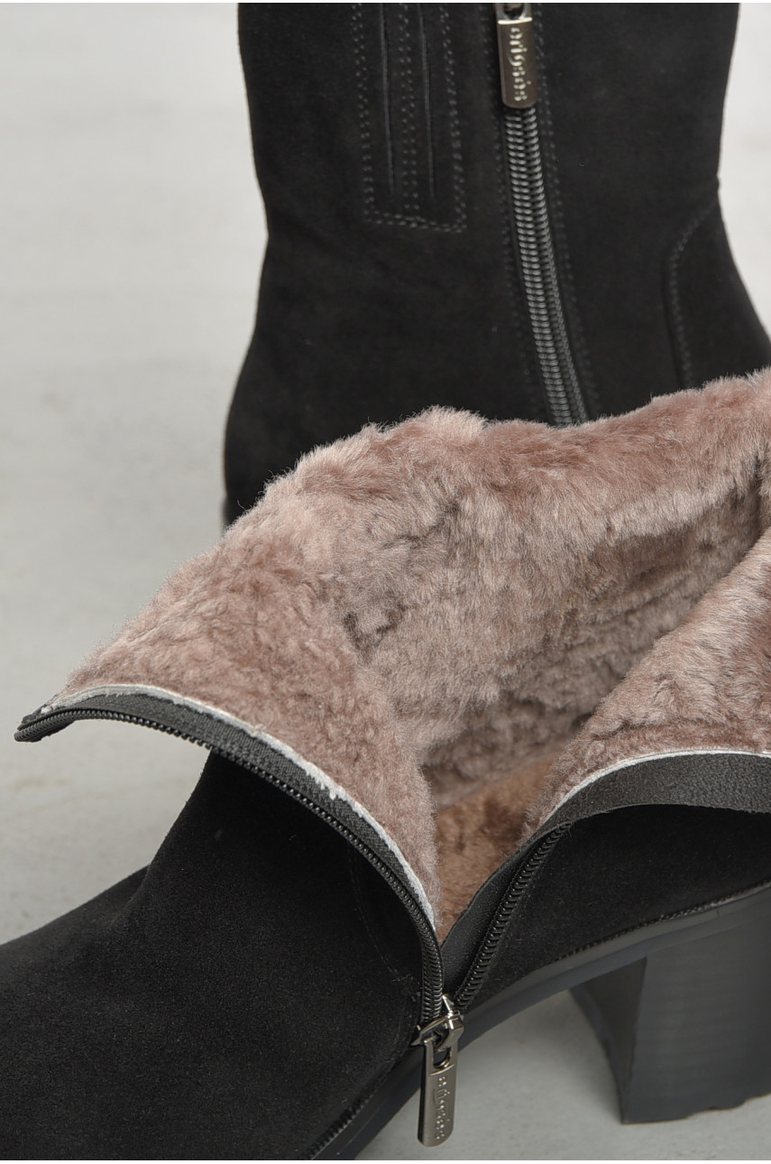 Полусапоги женские зимние черного цвета на меху 5141 193524