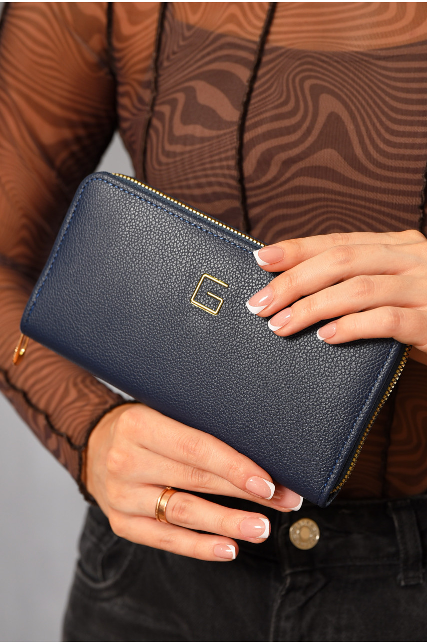 Гаманець жіночий з екошкіри темно-синього кольору 158-20 193602 Гаманець жіночий з екошкіри темно-синього кольору 158-20 193602