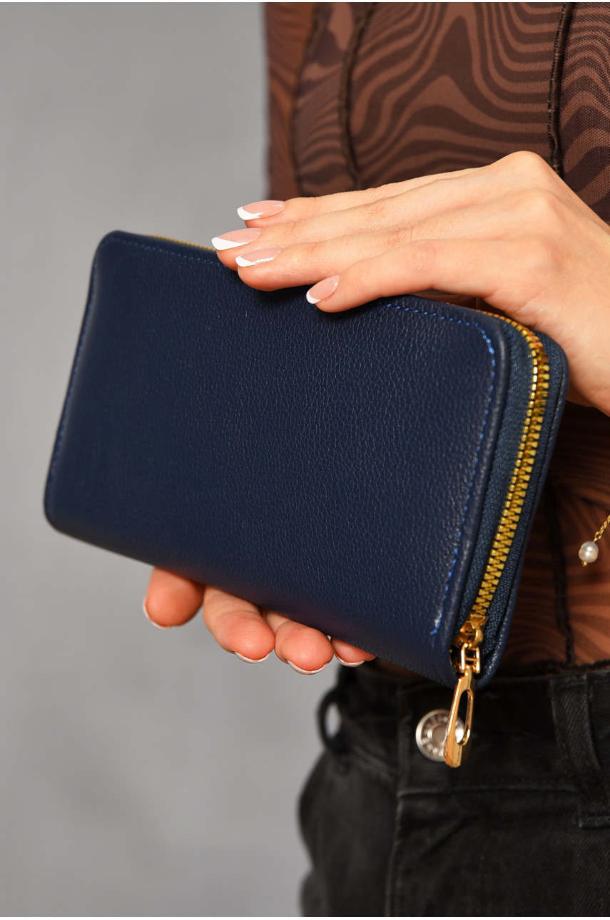 Гаманець жіночий з екошкіри темно-синього кольору 158-20 193602 Гаманець жіночий з екошкіри темно-синього кольору 158-20 193602