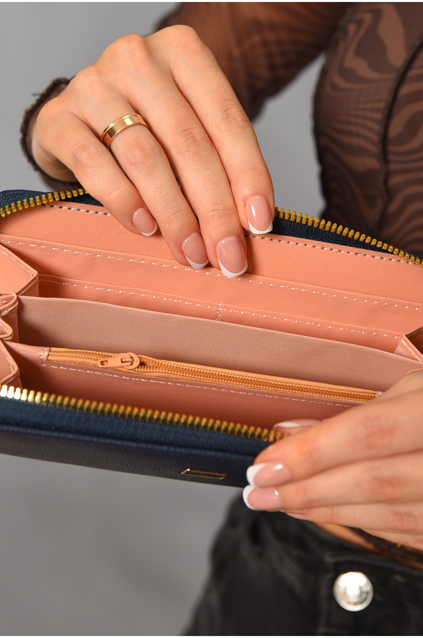 Гаманець жіночий з екошкіри темно-синього кольору 158-20 193602 Гаманець жіночий з екошкіри темно-синього кольору 158-20 193602