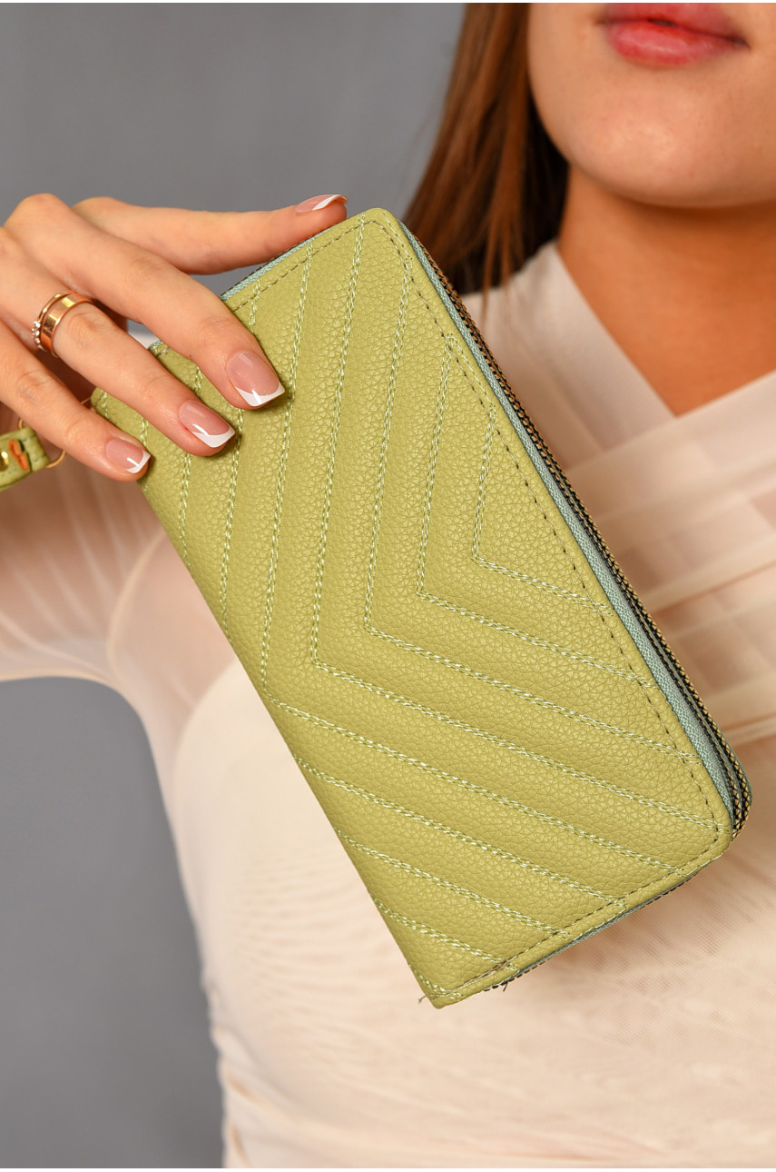 Кошелек женский из экокожи оливкового цвета 317-36 193610