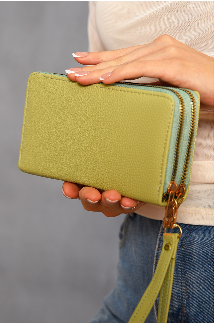 Кошелек женский из экокожи оливкового цвета 317-36 193610