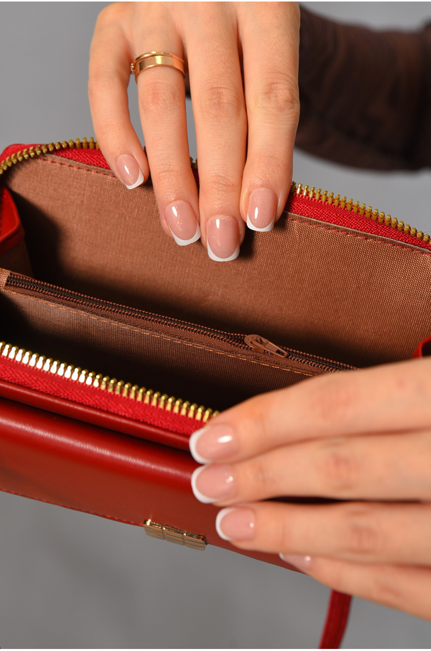 Клатч женский из экокожи красного цвета 20 193630