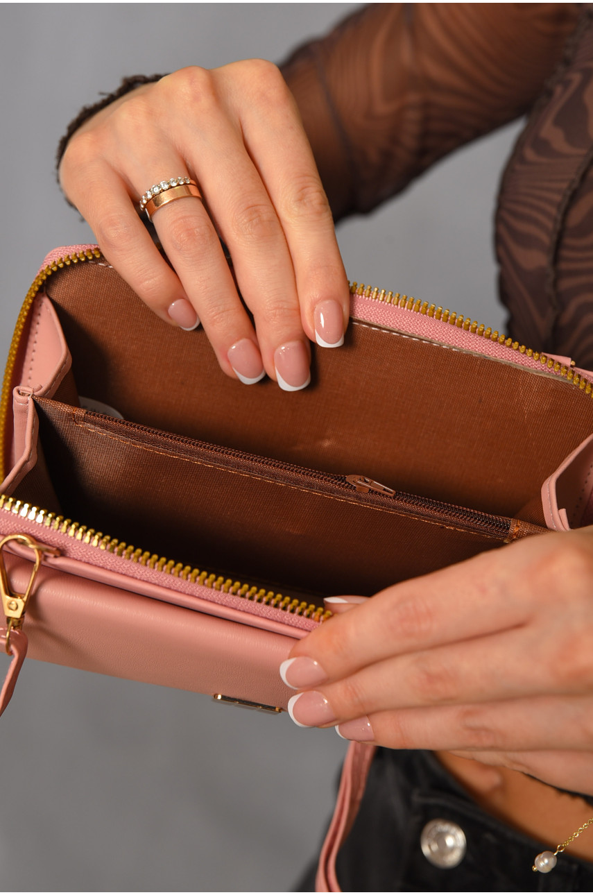 Клатч женский из экокожи розового цвета 20 193631