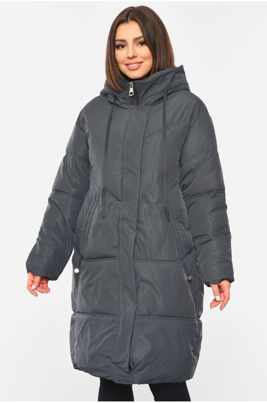 Куртка жіноча зимова темно-сірого кольору 8801 193696 Куртка жіноча зимова темно-сірого кольору 8801 193696
