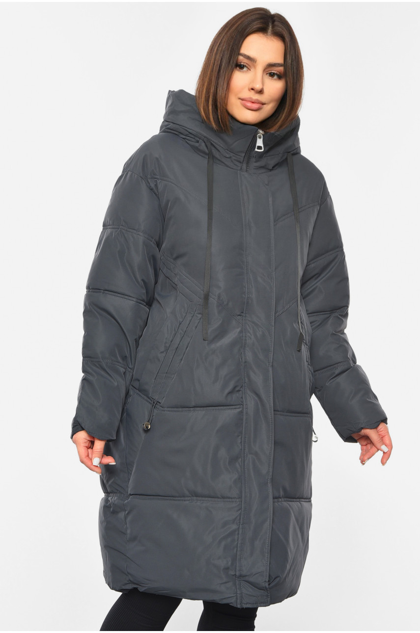 Куртка жіноча зимова темно-сірого кольору 8801 193696 Куртка жіноча зимова темно-сірого кольору 8801 193696