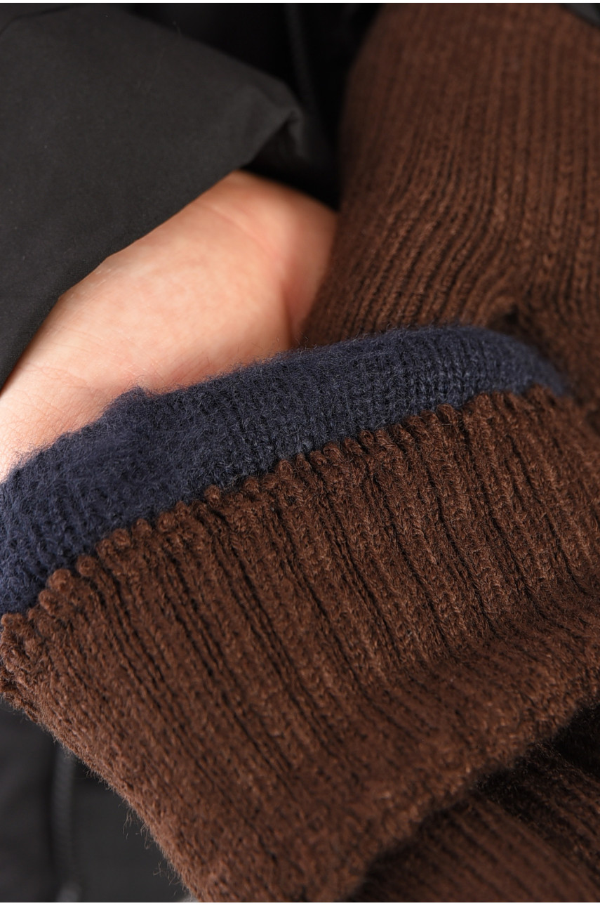 Рукавички чоловічі акрилові утеплені коричневого кольору 8202 193712