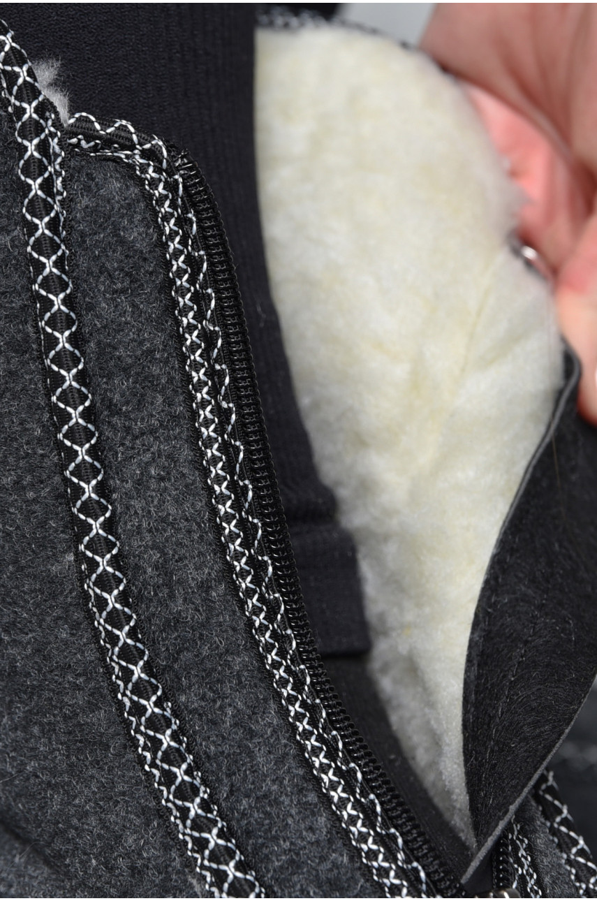 Бурки жіночі на хутрі темно-сірого кольору GR-202 193719 Бурки жіночі на хутрі темно-сірого кольору GR-202 193719