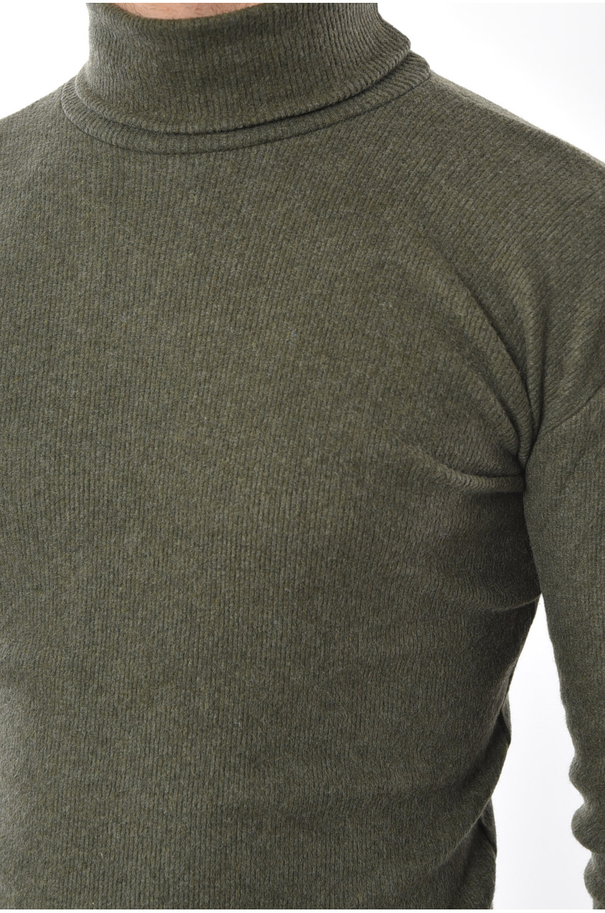 Гольф чоловічий однотонний кольору хакі 193730