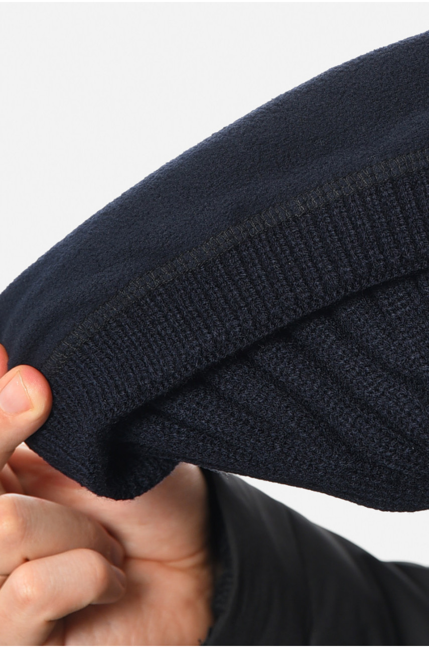 Шапка мужская на флисе темно-синего цвета 193756 Шапка мужская на флисе темно-синего цвета 193756